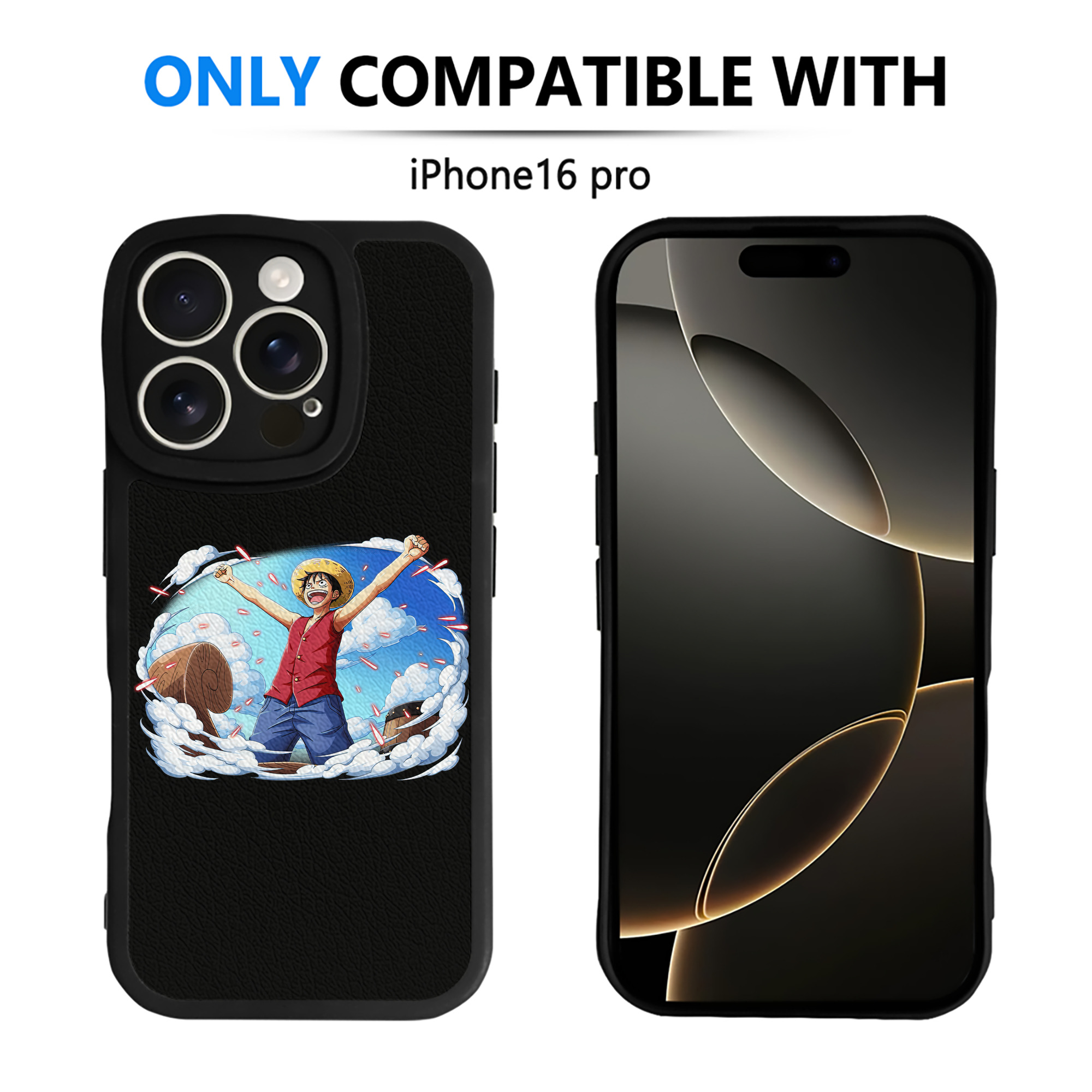 （画像用） ワンピース モンキー・D・ルフィ ONE PIECE Monkey D. Luffy 【iPhone 16シリーズ対応】シリコンスマホケース（レザー調） 材質：シリコン